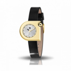 Montre LIP Mach 2000 Mini cadran acier doré bracelet cuir noir
