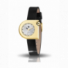 Montre LIP Mach 2000 Mini cadran acier doré bracelet cuir noir Montre LIP Mach 2000 Mini cadran acier doré bracelet cuir noir
