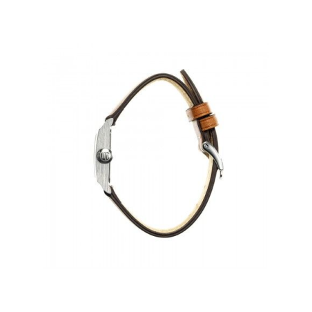 Montre LIP Churchill C18 boite carré acier bracelet cuir marron
