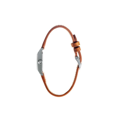 Montre LIP Churchill T13 cadran rectangulaire acier bracelet cuir marron