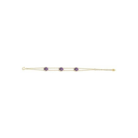 Bracelet plaqué or GRIFFE ROUGE pierres violettes