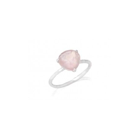 Bague argent 3 griffes quartz rose solitaire