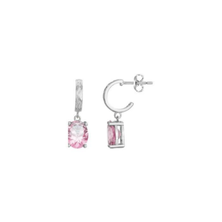 Boucles d'oreilles argent pendantes GRIFFE ROUGE pierre rose