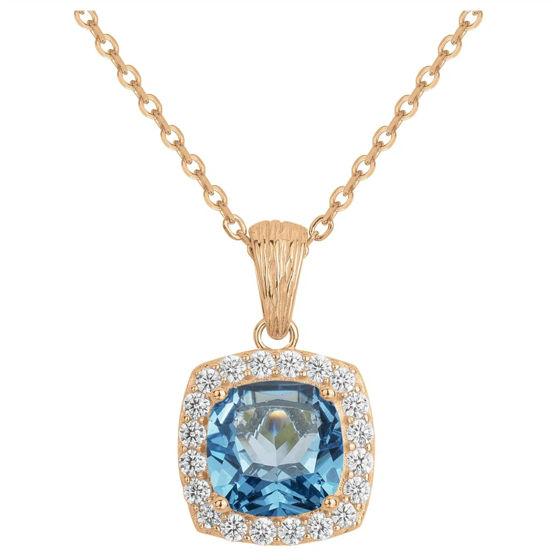 Collier plaqué or GRIFFE ROUGE pierre bleue