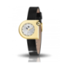 Montre LIP Mach 2000 Mini cadran acier doré bracelet cuir noir Montre LIP Mach 2000 Mini cadran acier doré bracelet cuir noir
