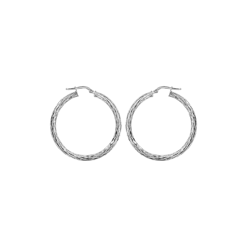 Créoles argent stiées motif palmier diamètre 30 mm