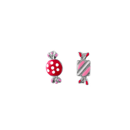 Boucles d'oreilles argent bonbons laqués rose