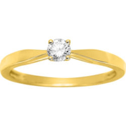 Solitaire or jaune 18 carats diamant rond 0.18 carat GHSI 4 griffes