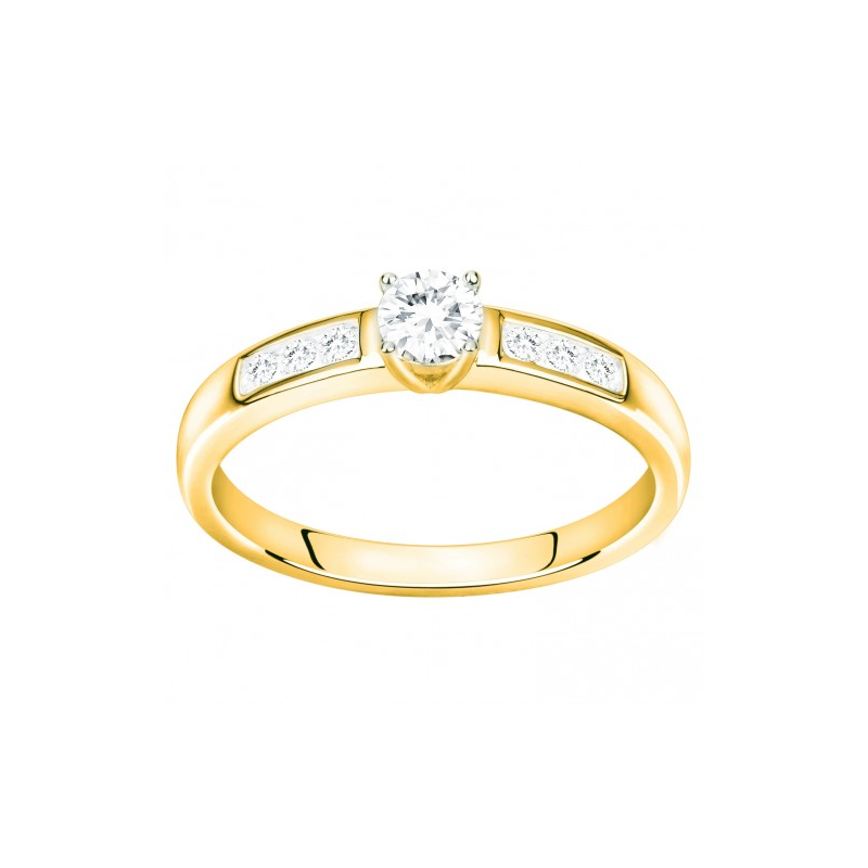 Solitaire plaqué or avec descente