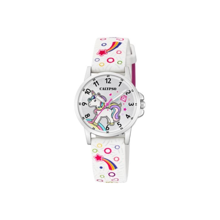 Montre enfant CALYPSO licorne bracelet silicone ton blanc Montre enfant CALYPSO licorne bracelet silicone ton blanc