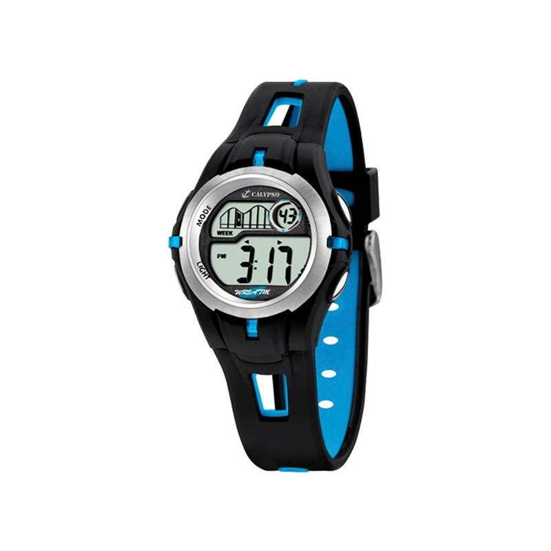 Montre enfant CALYPSO digitale bracelet silicone bleu turquoise et noir