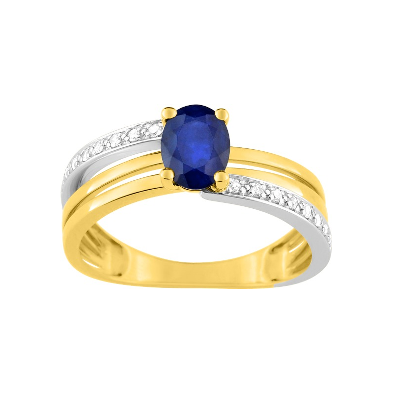 Bague bicolore 18 carats saphir et diamants