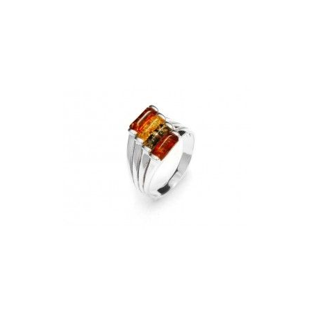 Bague argent 4 ambres multicolore