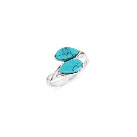 Bague argent turquoises reconstituées toi et moi Bague argent turquoises reconstituées toi et moi