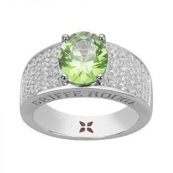 Bague argent GRIFFE ROUGE pierre verte