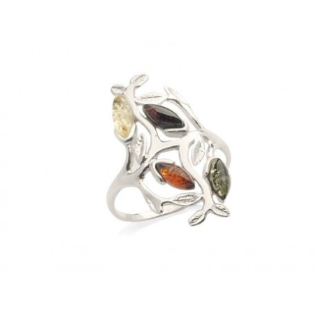 Bague argent arbre de vie 4 ambres
