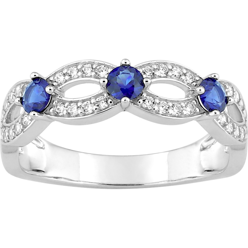 Bague en or gris saphirs et diamants