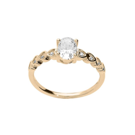 Solitaire plaqué or oxyde oval descente Solitaire plaqué or oxyde oval descente