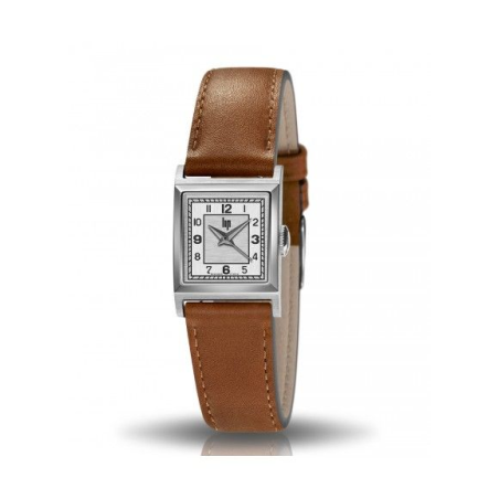 Montre LIP Churchill C18 boite carré acier bracelet cuir marron Montre LIP Churchill C18 boite carré acier bracelet cuir marron