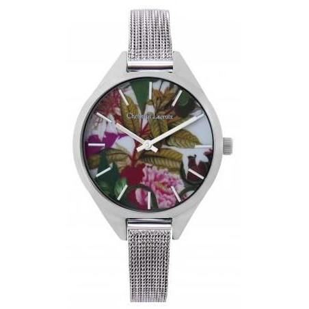 Montre dame CHRISTIAN LACROIX bracelet milanais cadran fleuri Montre dame CHRISTIAN LACROIX bracelet milanais cadran fleuri