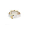 Montre LIP Churchill cadran rectangulaire acier doré bracelet cuir blanc laqué Montre LIP Churchill cadran rectangulaire acier doré bracelet cuir blanc laqué