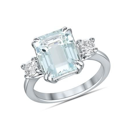 Bague en or gris avec une topaze bleue et diamants Bague en or gris avec une topaze bleue et diamants