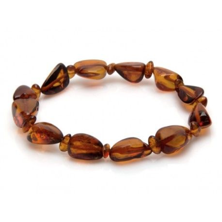 Bracelet élastique tout ambre cognac Bracelet élastique tout ambre cognac