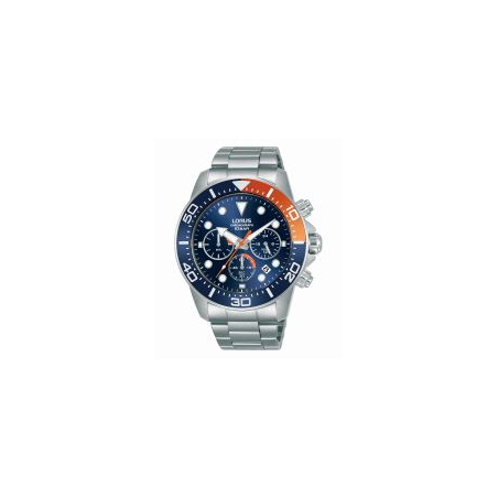 Montre LORUS chrono homme fond bleu tout acier Montre LORUS chrono homme fond bleu tout acier