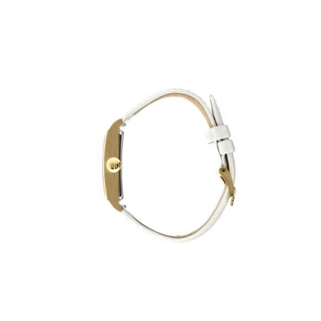 Montre LIP Churchill cadran rectangulaire acier doré bracelet cuir blanc laqué Montre LIP Churchill cadran rectangulaire acier doré bracelet cuir blanc laqué