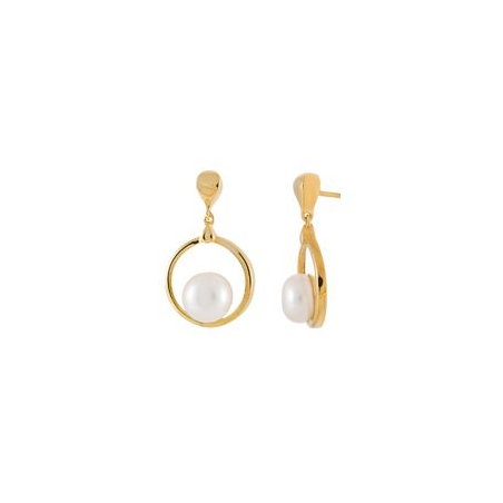 Boucles d'oreilles pendantes or jaune 18 carats perles de culture Boucles d'oreilles pendantes or jaune 18 carats perles de culture