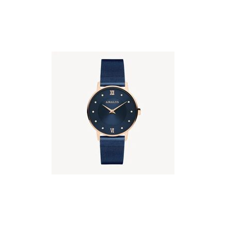 Montre AMALYS fond bleu cuir bleu