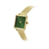 Montre AMALYS carré tout acier doré bracelet milanais fond vert Montre AMALYS carré tout acier doré bracelet milanais fond vert