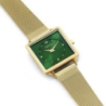 Montre AMALYS carré tout acier doré bracelet milanais fond vert Montre AMALYS carré tout acier doré bracelet milanais fond vert