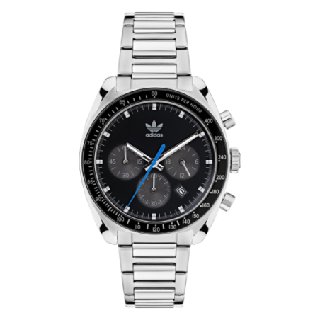 Montre homme ADIDAS tout acier chrono fond noir Montre homme ADIDAS tout acier chrono fond noir