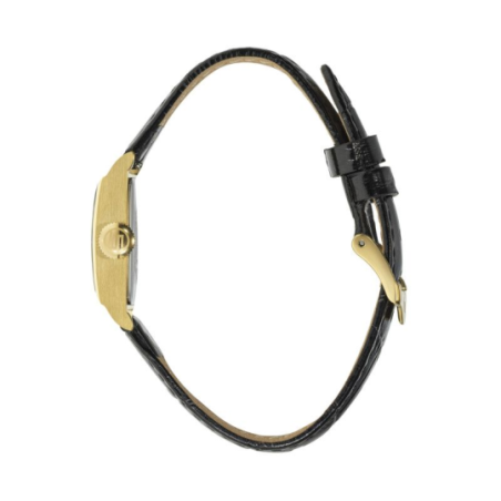Montre LIP Churchill C18 boite carré acier doré bracelet cuir noir Montre LIP Churchill C18 boite carré acier doré bracelet cuir noir