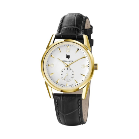 Montre LIP Himalaya cadran acier doré bracelet cuir noir Montre LIP Himalaya cadran acier doré bracelet cuir noir