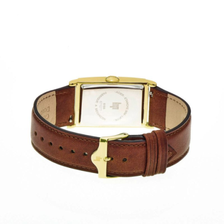 Montre LIP Churchill cadran rectangulaire acier doré bracelet cuir marron Montre LIP Churchill cadran rectangulaire acier doré bracelet cuir marron