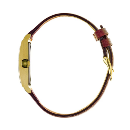 Montre LIP Churchill cadran rectangulaire acier doré bracelet cuir marron Montre LIP Churchill cadran rectangulaire acier doré bracelet cuir marron