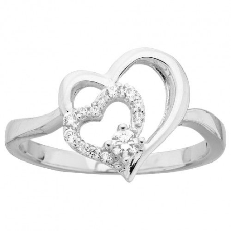 Bague argent double coeur oxydes Bague argent double coeur oxydes