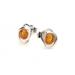 Boucles d'oreilles boutons argent ambre