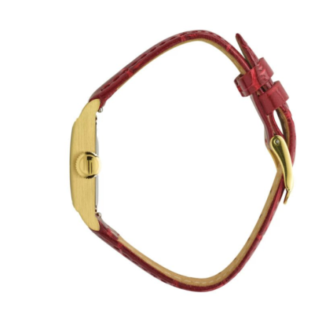 Montre LIP Churchill C18 boite carré acier doré bracelet cuir rouge