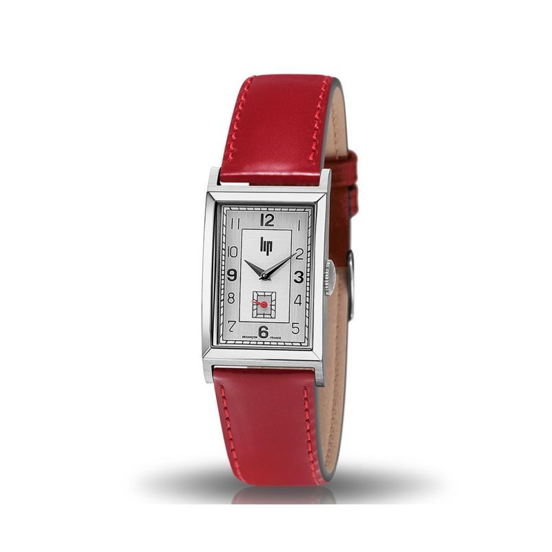 Montre dame LIP Churchill T18 acier bracelet cuir rouge