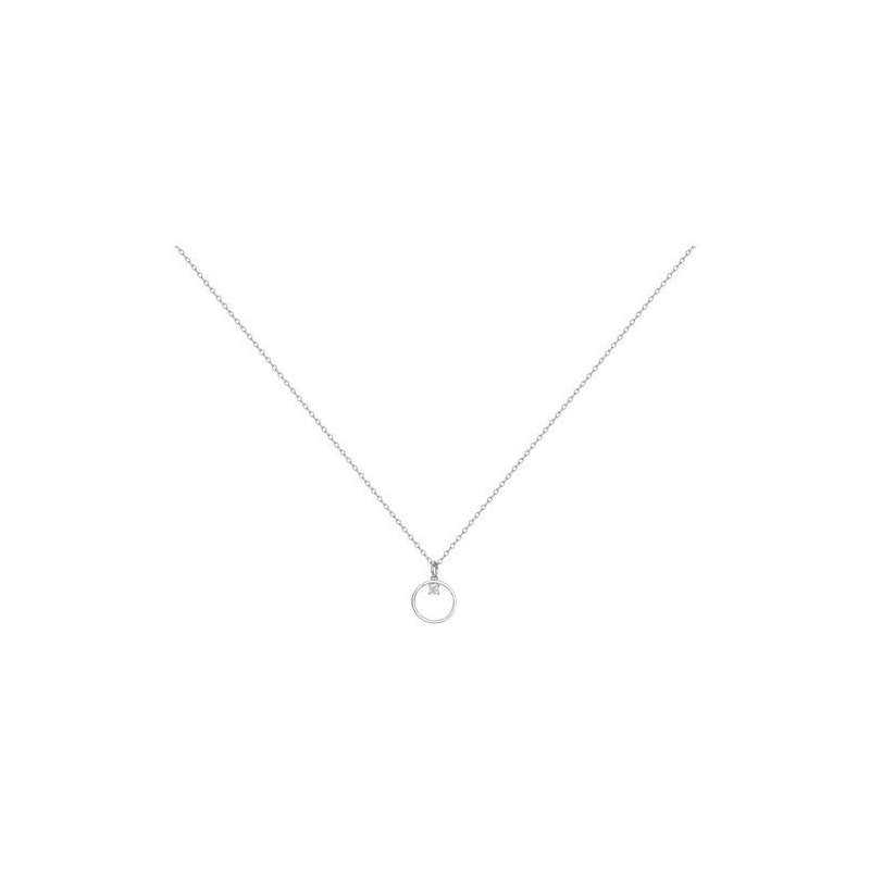 Collier argent pendentif cercle ajouré oxyde