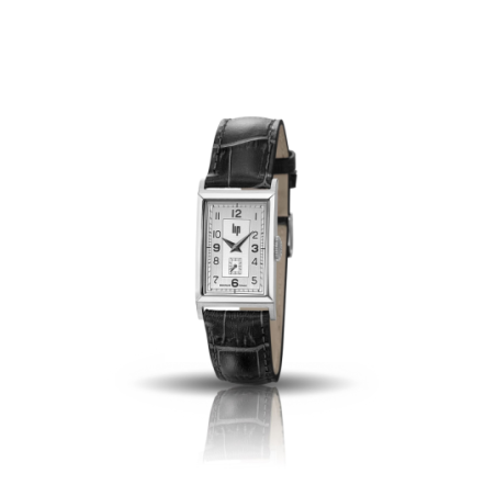 Montre LIP Churchill cadran rectangulaire acier bracelet cuir marron