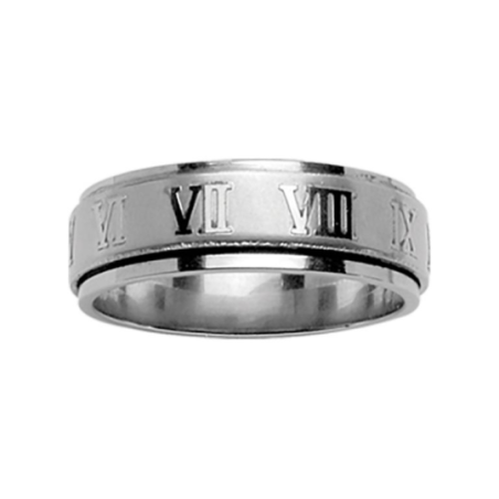 Bague acier anti stress chiffres romains