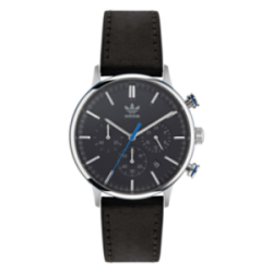 Montre ADIDAS fond noir bracelet cuir noir