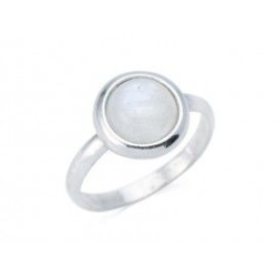 Bague pierre de lune sertie en argent rhodié