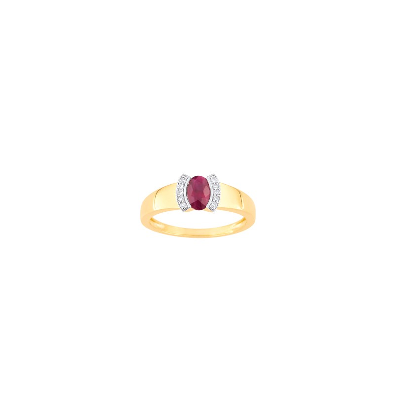 Bague or jaune 18 carats rubis et diamants