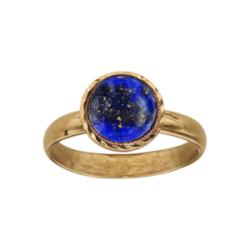 Bague plaqué or lapis lazuli rond cabochon