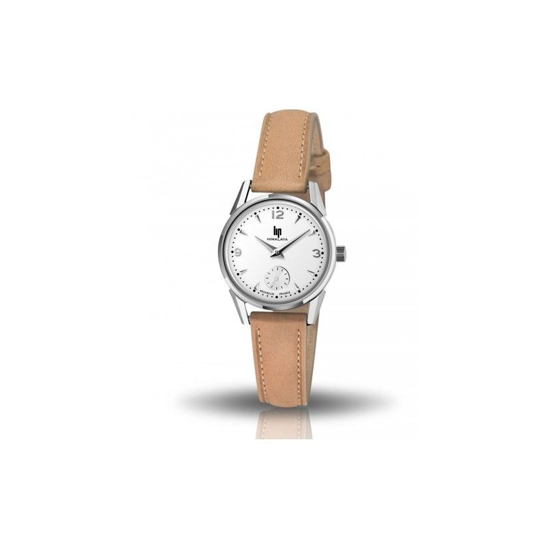 Montre LIP Himalaya fond blanc bracelet cuir marron